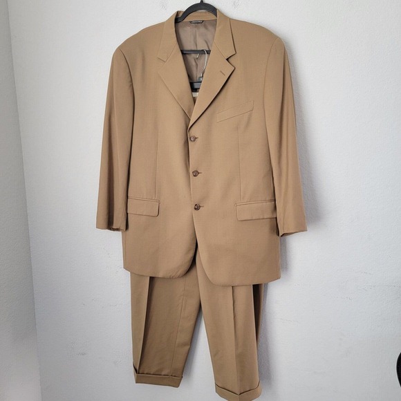 Tombolini Wool 110's Loro Piana m Suit Jacket Pants Sz IT 56 / US 46 38x29 Gold